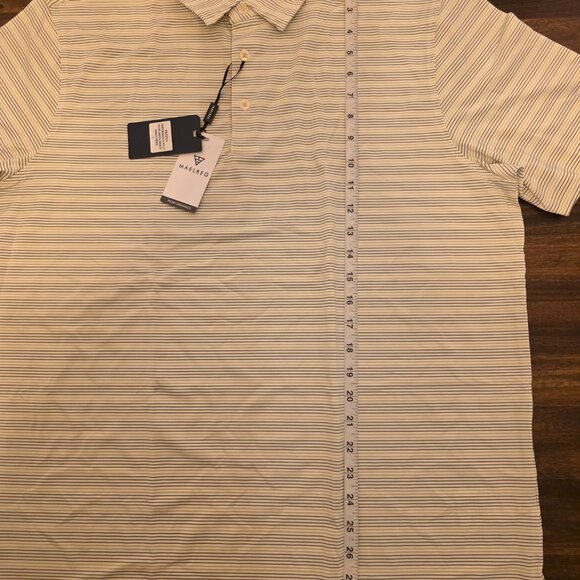 Maelreg Men's Golf Polo Shirt Large Olive Green Stripe Performance NWT - Picture 3 of 5